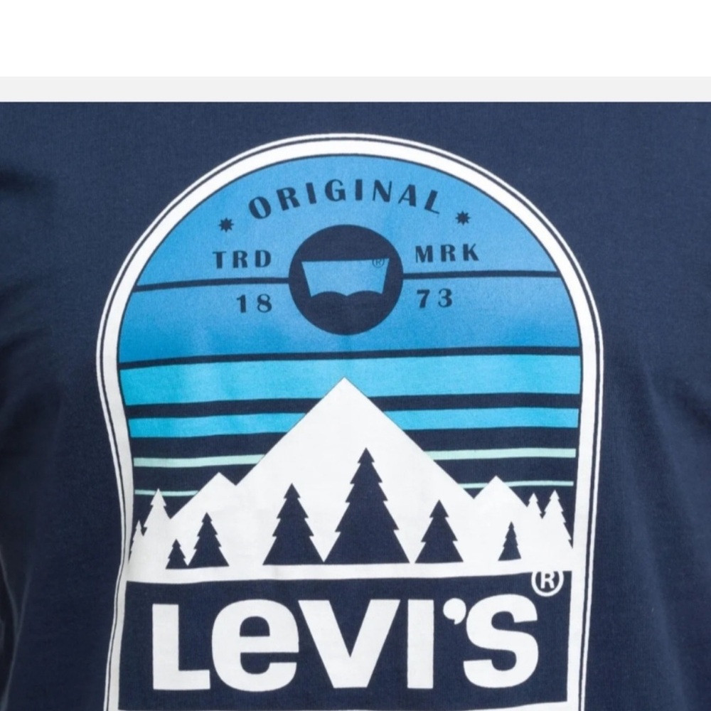 NWT 🏔️🥾🌲 LEVI’S BLUE COTTON LONG SLEEVE SNOWY MOUNTAIN GRAPHIC T-SHIRT Men’s XXL - Picture 5 of 9